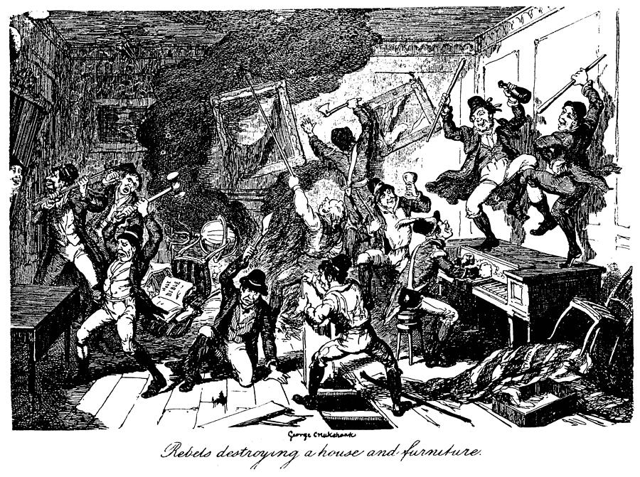 Irish Rebellion 1798 - Rebels Destroying A House Drawing by George Cruikshank Irish Rebellion 1798 - Rebels Destroying A House Drawing by George Cruikshank
