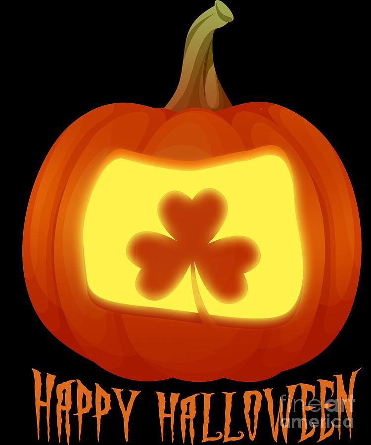 Irish Shamrock Halloween Pumpkin Jack o Lantern Costume Digital Art by Martin Hicks