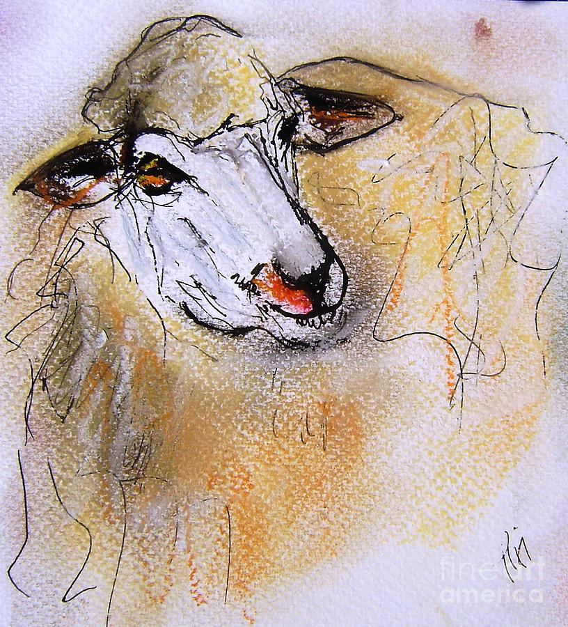 Painting Of Irish Sheep Www.pixi-art.com  #1 Pastel by Mary Cahalan Lee - aka PIXI