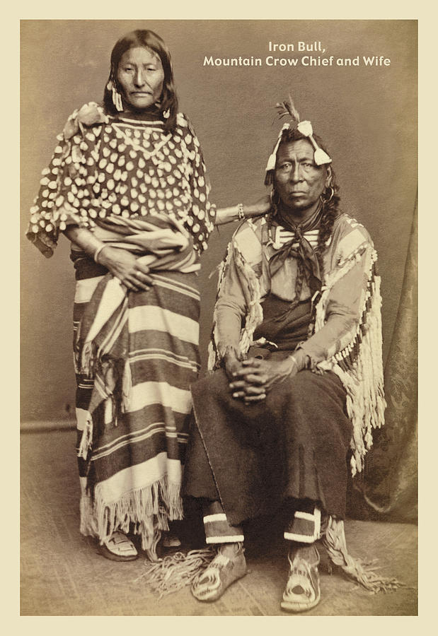 Feather Painting - Iron Bull, Mountain Crow Chief, and Wife by John C.H. Grabill