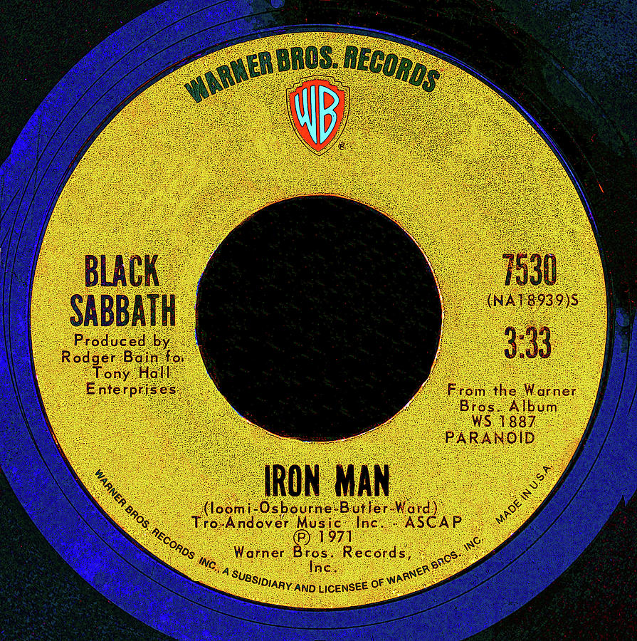 Iron Man Black Sabbath 45 record Digital Art by David Lee Thompson