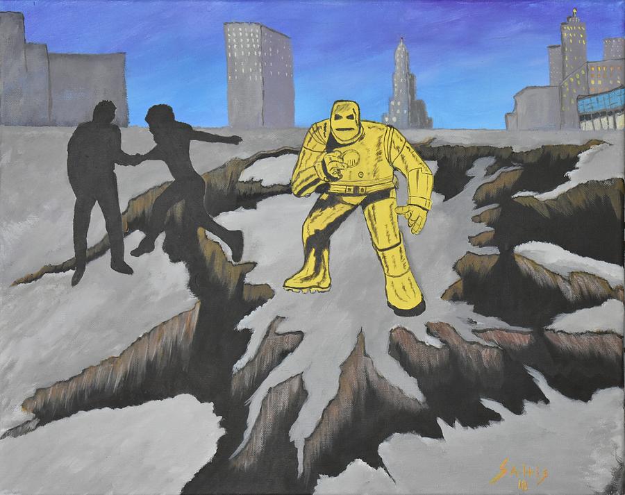 Iron-man/City in Ruin Painting by Jim Saltis