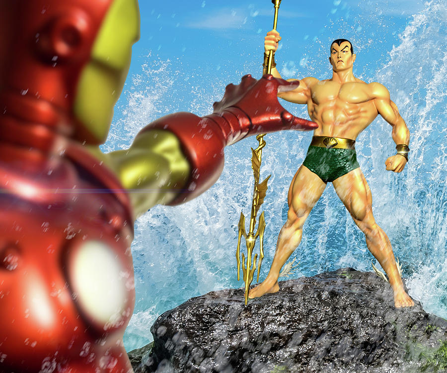 Iron Man vs. Namor Digital Art by Blindzider Photography