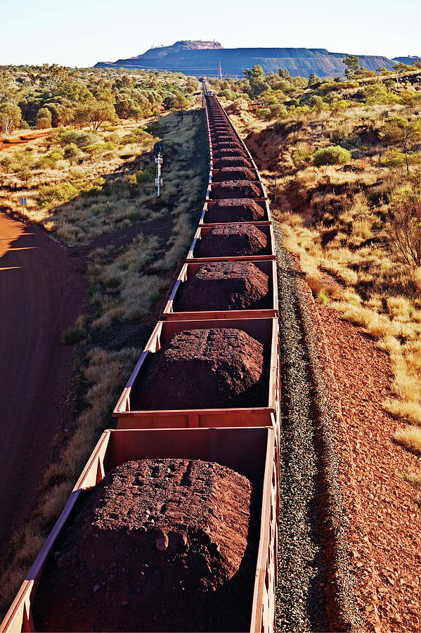 Iron Ore Train, Newman,w.australia Photograph by John W Banagan