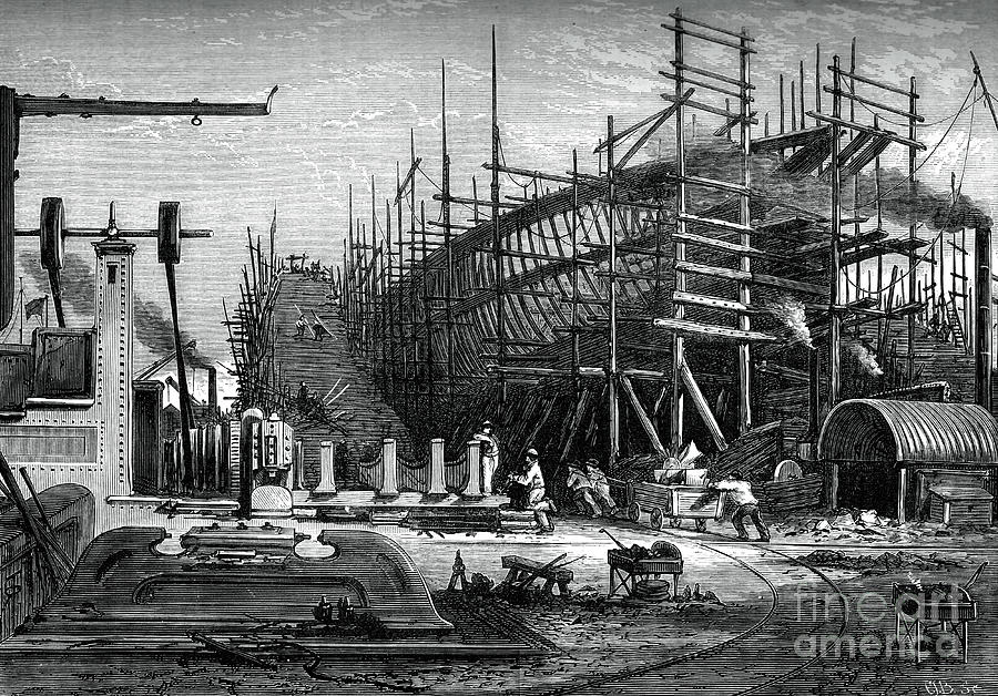 Iron Ship, Messrs Samudas Yard, Isle Drawing by Print Collector Iron Ship, Messrs Samudas Yard, Isle Drawing by Print Collector