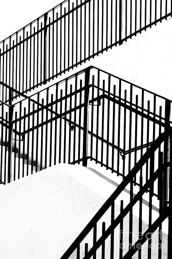 Iron Stairway Architecture In Black And White Photograph