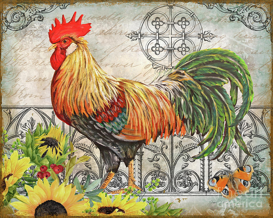 Ironwork Rooster A Painting by Jean Plout