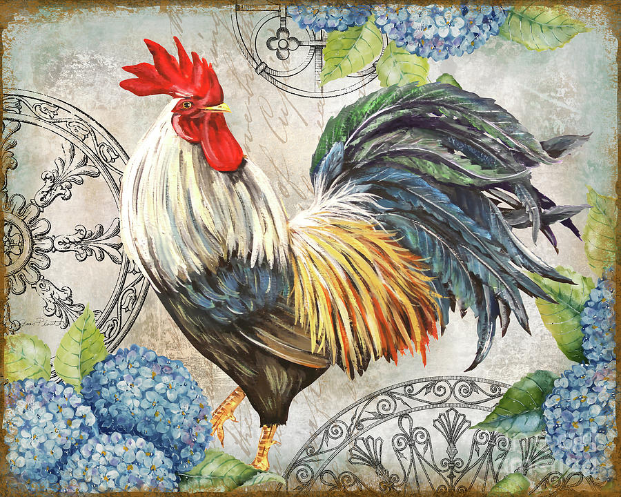 Ironwork Rooster CD Painting by Jean Plout