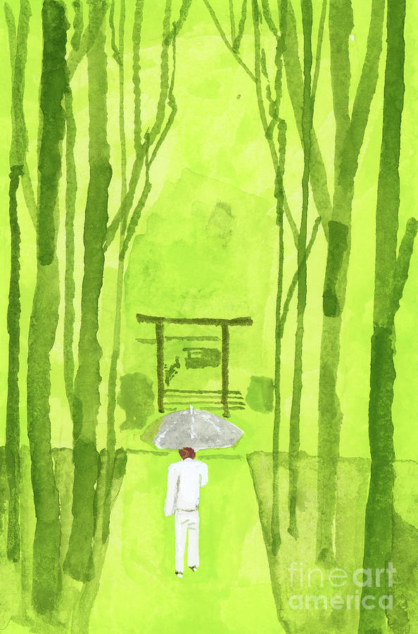 Ise Shrine Torii Is The Entrance To The Shrine Painting by Hiroyuki Izutsu