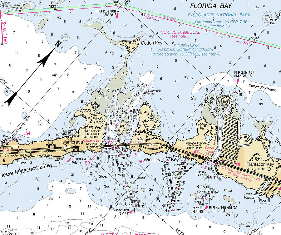 Islamorada florida Nautical Chart _v2 Mixed Media by Sea Koast Pixels