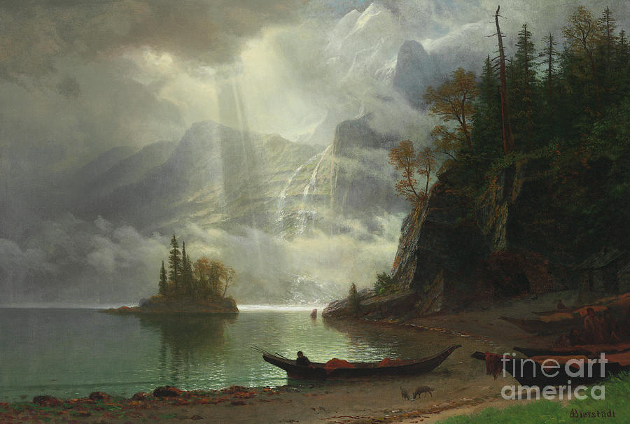 Island in the Lake Painting by Albert Bierstadt