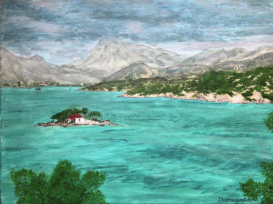 Nature Painting - Island in the sea by Valentyna Chernigivska