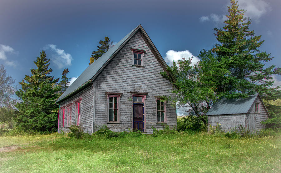 Landscape Photograph - Island Schoolhouse of Days Gone by by Marcy Wielfaert