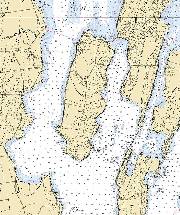 Isle La Motte-lake Champlain Nautical Chart Mixed Media by Sea Koast ...