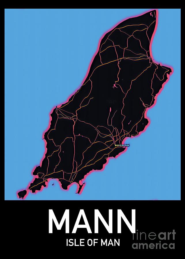 Isle of Man Map Digital Art by HELGE Art Gallery