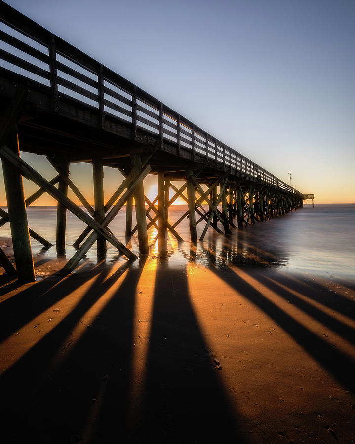 Isle of Palms Pier Light and Shadows Photograph by Donnie Whitaker