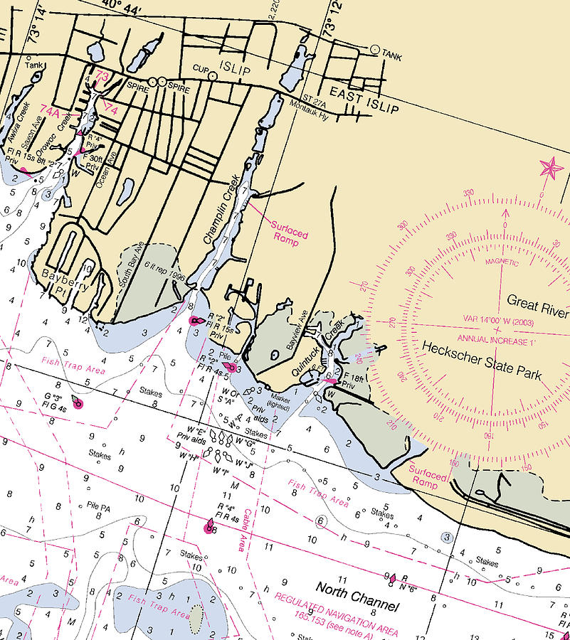 Islip-new York Nautical Chart Mixed Media by Bret Johnstad - Fine Art ...