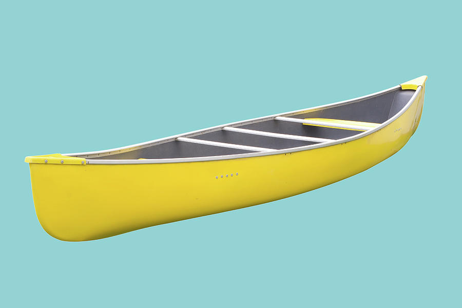 Isolated Yellow Canoe On Blue Background Photograph by 3dvd