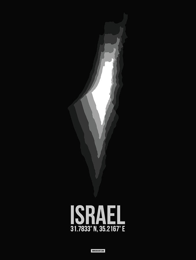 Map Digital Art - Israel Radiant Map 3 by Naxart Studio