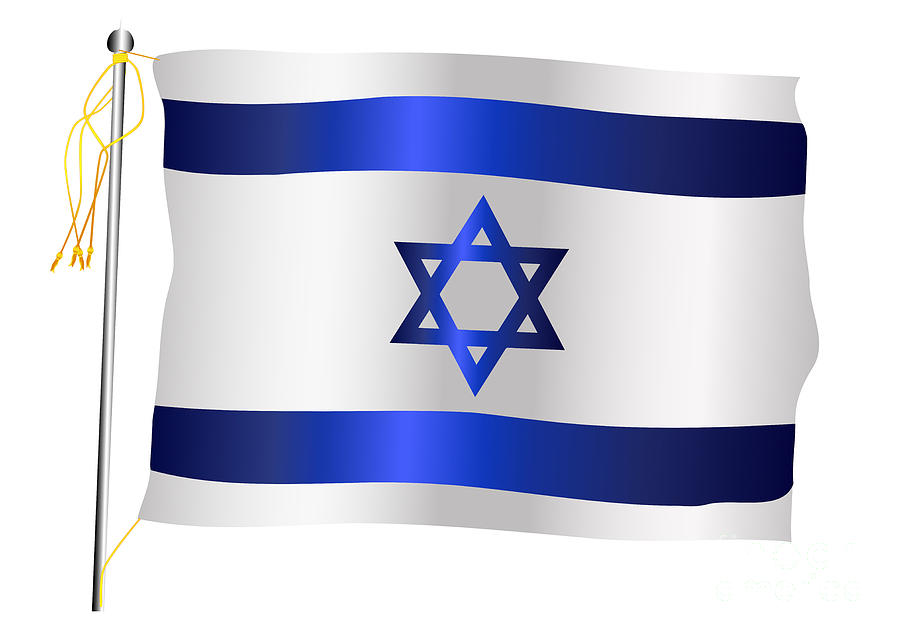 Israel Waving Flag And Flagpole Digital Art by Bigalbaloo Stock | Fine ...