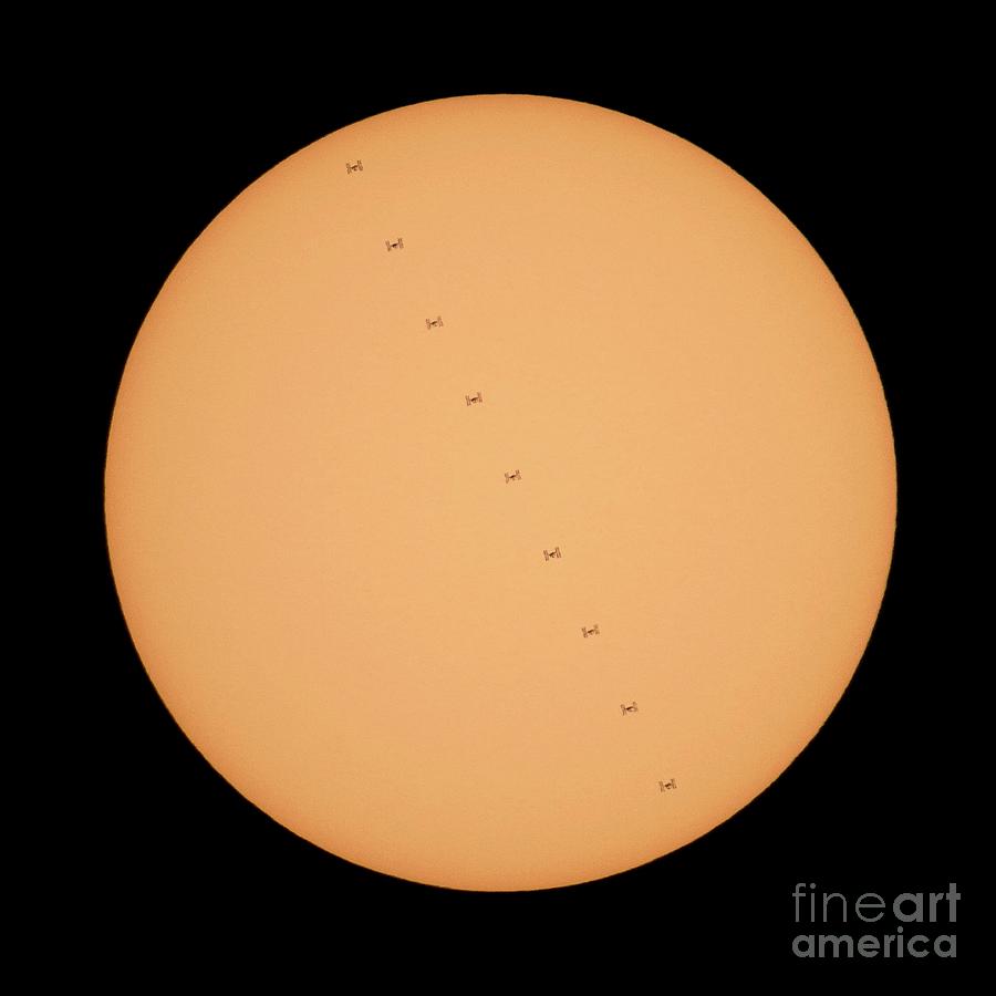 Space Photograph - Iss Transit Across The Solar Disc by Nasa/joel Kowsky/science Photo Library