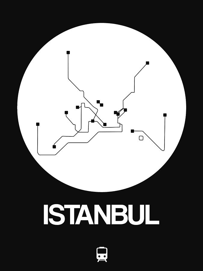 Istanbul Digital Art - Istanbul White Subway Map by Naxart Studio Istanbul Digital Art - Istanbul White Subway Map by Naxart Studio