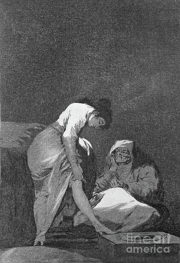 Black And White Painting - It Is Nicely Stretched, Plate 17 Of Los Caprichos By Goya by Goya