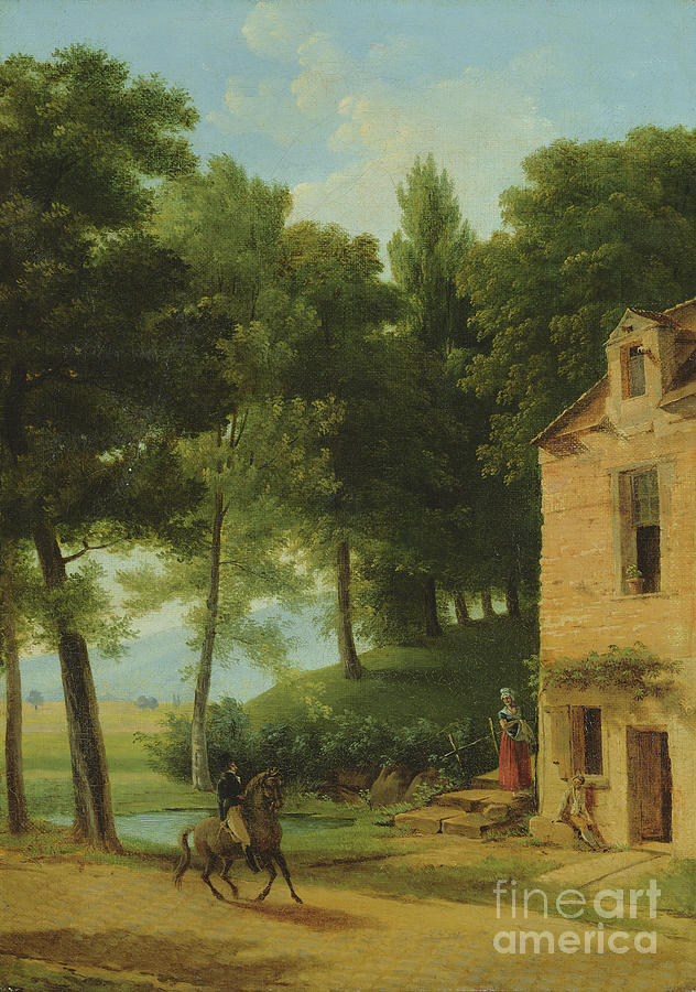 Italian Landscape With A Cavalier Painting by Jean Victor Bertin