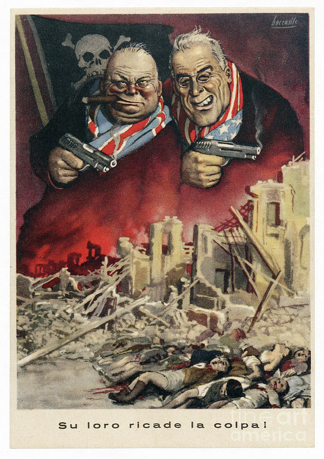 Italian Propaganda Poster su Loro Ricade La Colpa! Pub.1939-45 Drawing by Gino Boccasile