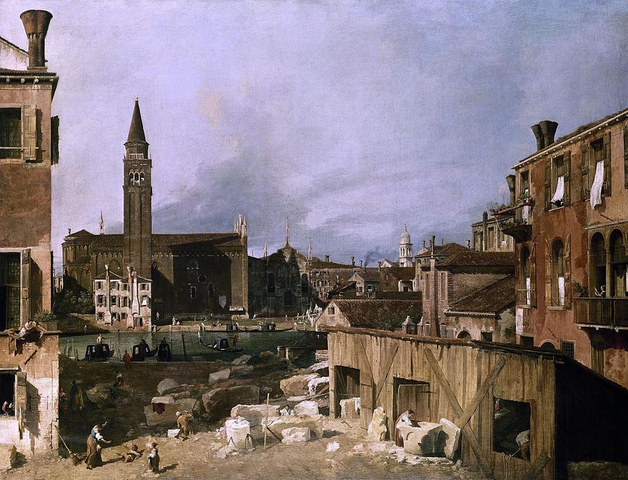 Italian school. Venice, view of the Campo San Vidal and Santa Maria de la Caridad. 1730. Painting by Canaletto -1697-1768-