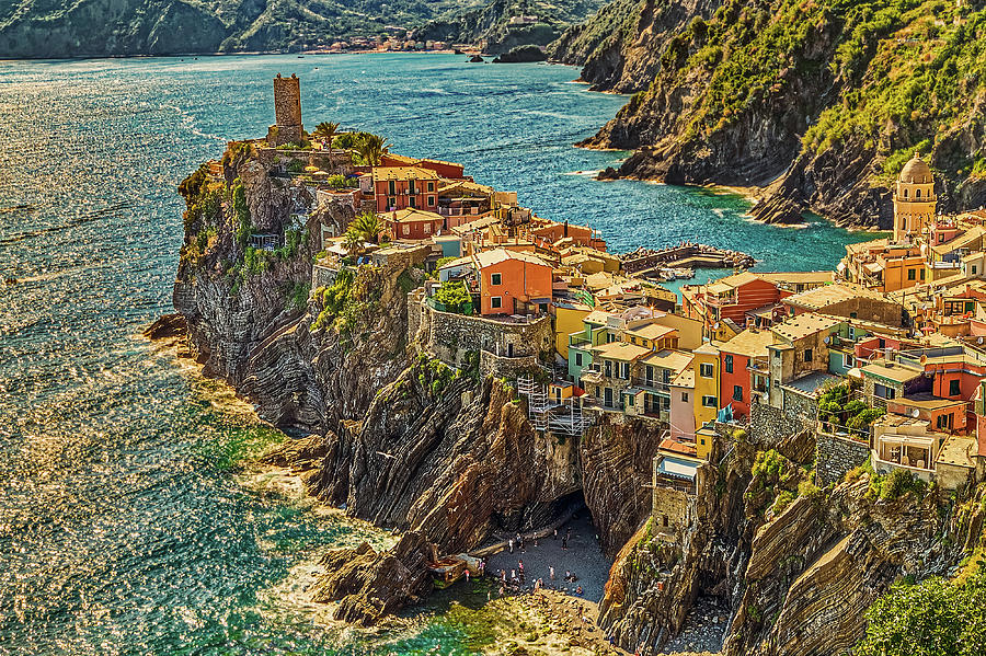 Italian sea town on promontory Photograph by Vivida Photo PC