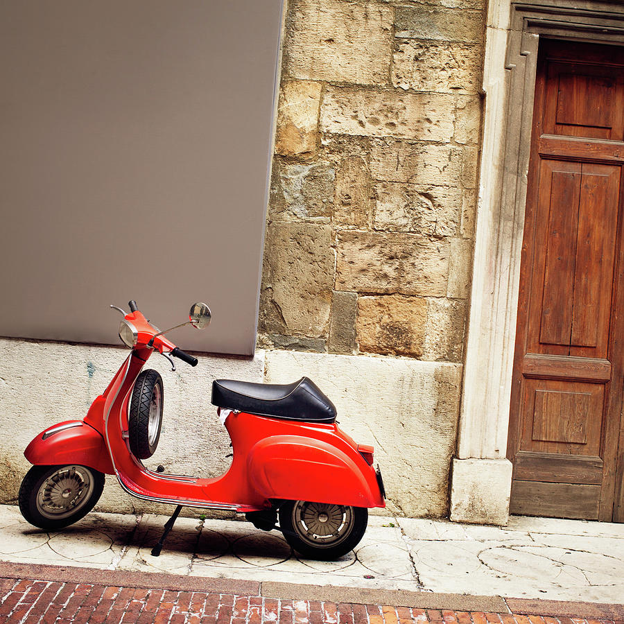 Italian Vintage Red Scooter Photograph by Deimagine
