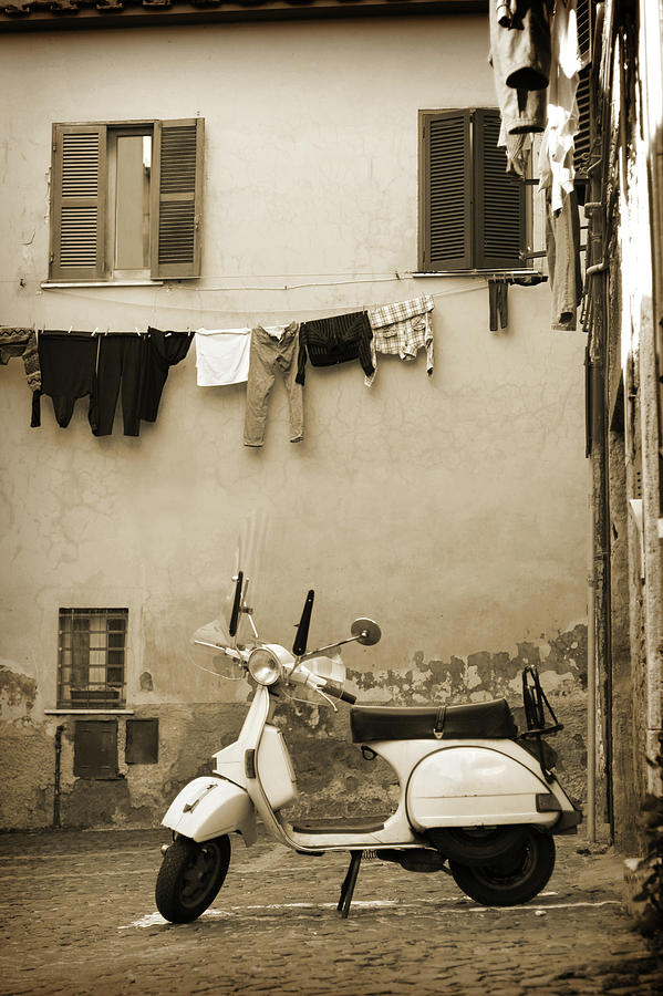 Italian Vintage Scooter In A Village Photograph by Romaoslo