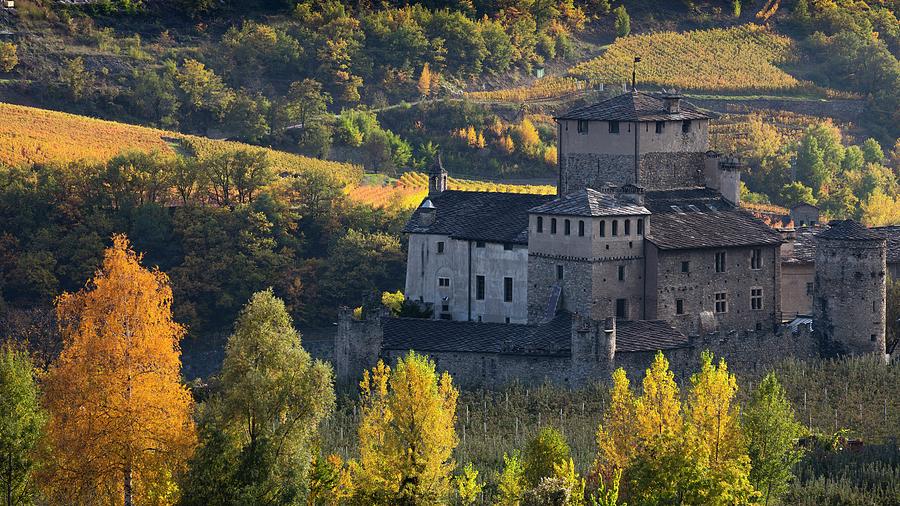 Italy, Aosta Valley, Aosta District, Alps, Saint-pierre, Sarriod De La Tour Castle Digital Art by Massimo Ripani