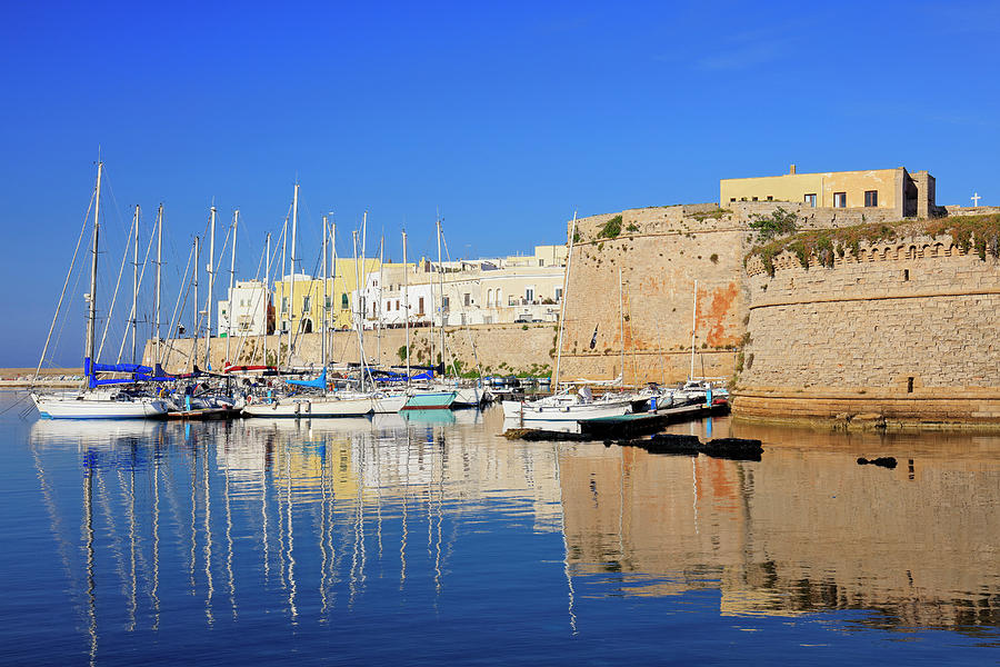 Italy, Apulia, Lecce District, Mediterranean Sea, Salento, Gallipoli, View Along Riviera Armando Diaz In The Old Walled Town, With Aragonese Castle Digital Art by Riccardo Spila