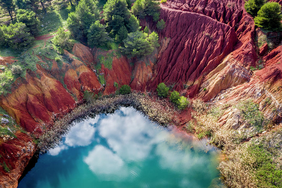 Italy, Apulia, Lecce District, Salento, Otranto, Lake Located In The Abandoned Bauxite Quarry Digital Art by Ugo Mellone