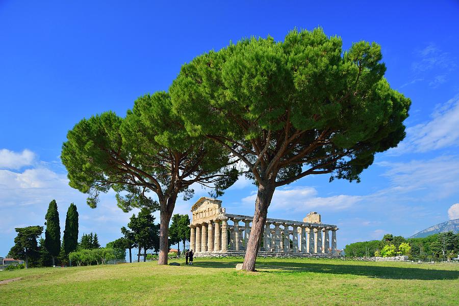 Italy, Campania, Salerno District, Cilento, Paestum, The Athena Temple Digital Art by Franco Cogoli
