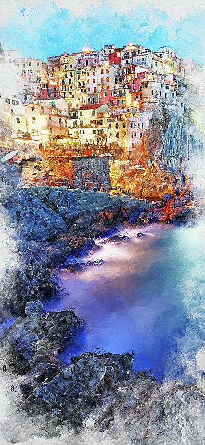 Architecture Painting - Italy, Cinque Terre - 04 by AM FineArtPrints