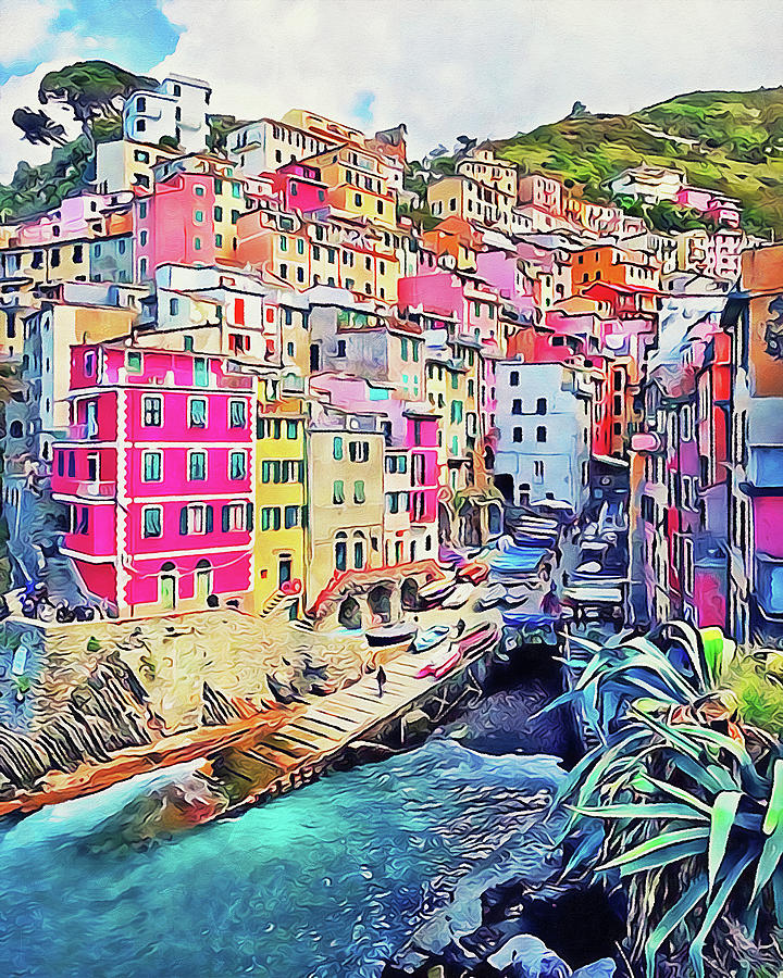 Architecture Painting - Italy, Cinque Terre - 11 by AM FineArtPrints