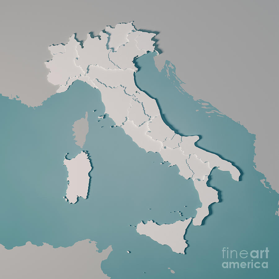 Italy Country Map Regions Administrative Divisions 3D Render Digital