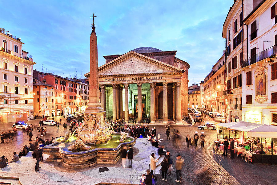 Italy, Latium, Roma District, Rome, Pantheon, Piazza Della Rotonda Digital Art by Luigi Vaccarella