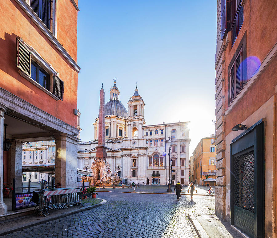 Italy, Latium, Roma District, Tiber, Tevere, Seven Hills Of Rome, Rome, Piazza Navona, The Famous Square With Masterpieces From Architects Bernini And Borromini Digital Art by Luigi Vaccarella
