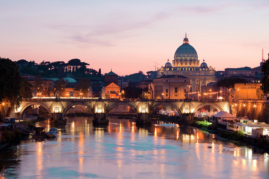 Italy, Latium, Roma District, Tiber, Vatican City, Rome, St Peters Basilica Digital Art by Anna Serrano