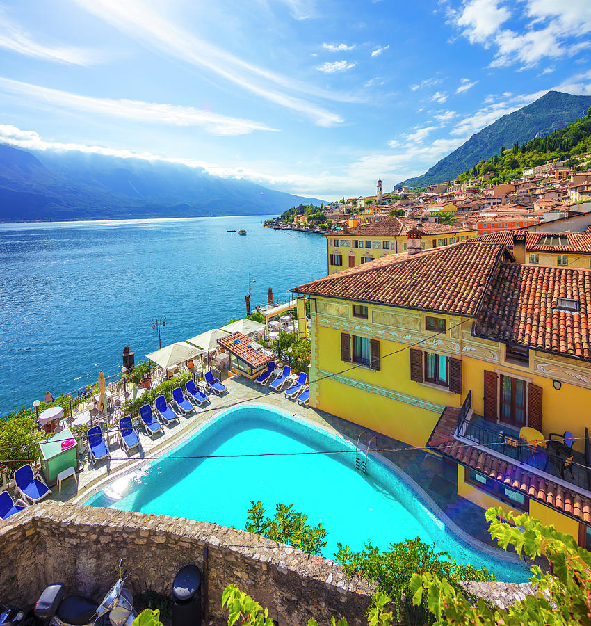Italy, Lombardy, Brescia District, Lake Garda, Limone Sul Garda Digital Art by Olimpio Fantuz
