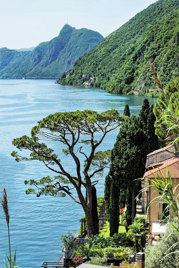 Italy, Lombardy, Como District, Valsolda, Oria Locality, Lugano Lake Digital Art by Susy Mezzanotte