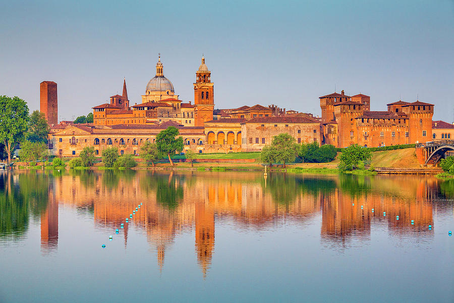 Italy, Lombardy, Mantova District, Mantua, View Towards The Town And Lago Inferiore, Mincio River Digital Art by Davide Erbetta