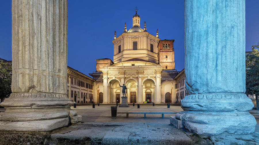 Italy, Lombardy, Milano District, Milan, Columns And Basilica Of San Lorenzo Digital Art by Massimo Ripani