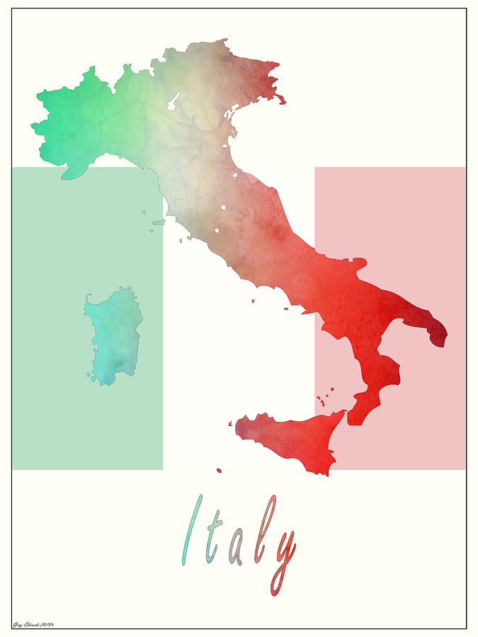 Italy Map Style 1 Drawing by Greg Edwards