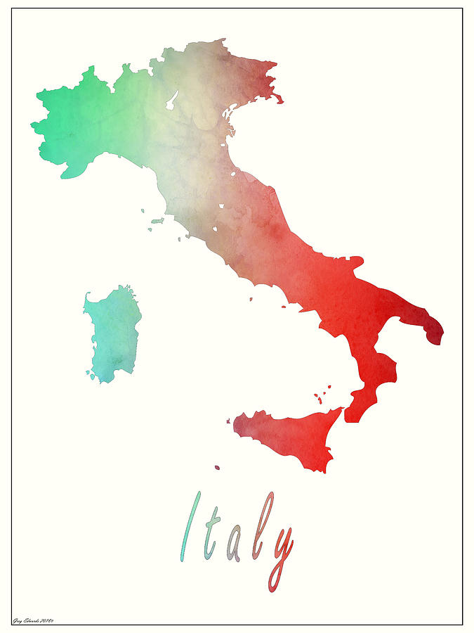 Italy Map Style 3 Drawing by Greg Edwards