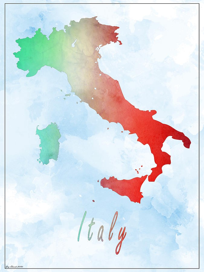 Italy Map Style 5 Drawing by Greg Edwards